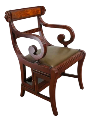 Regency Metamorphic Chair or Library Stepladder in Mahogany