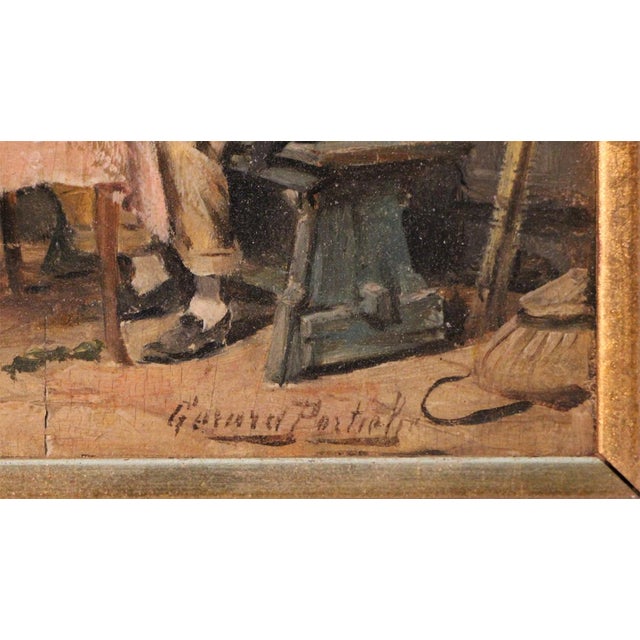 Gerard Portielje, Tavern Interior Scene, 19th Century, Oil on Wood, Framed For Sale - Image 5 of 8