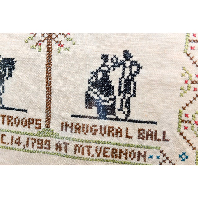 Textile Antique George Washington Bicentennial Commemorative Cross-Stitch Sampler, 1932 Framed For Sale - Image 7 of 7