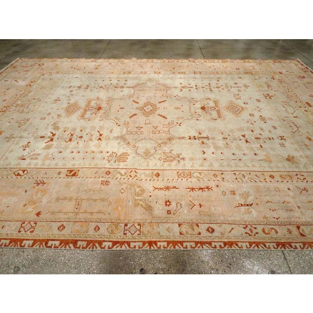 Galerie Shabab Collection Early 20th Century Turkish Oushak Room Size Carpet For Sale - Image 4 of 8