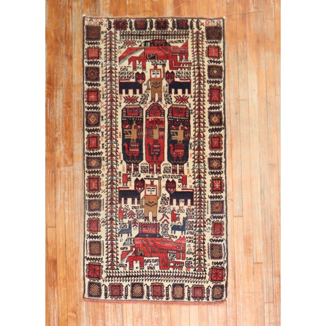 Vintage Persian Pictorial Balouch Rug For Sale - Image 16 of 18