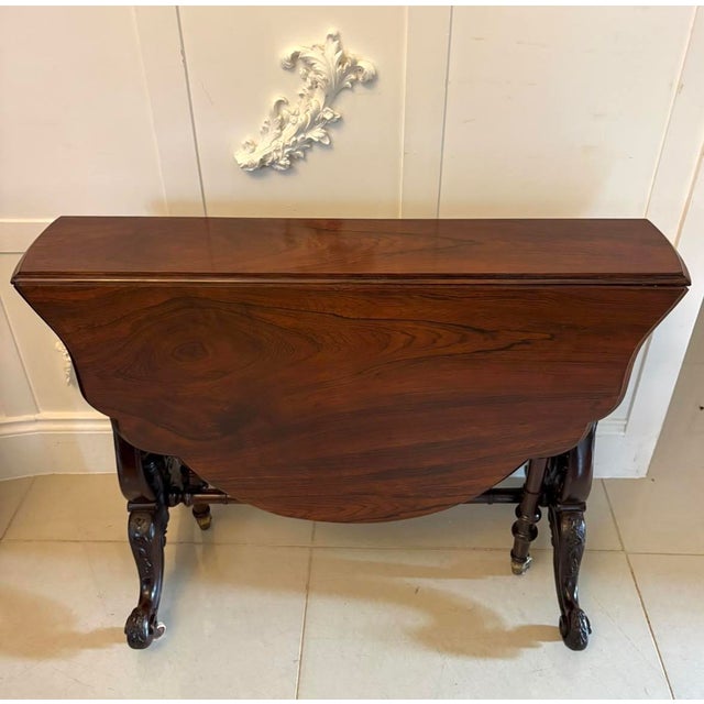 Antique Victorian Rosewood Drop Leaf Sutherland Occasional Table, 1850 For Sale - Image 17 of 17
