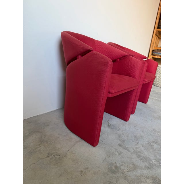Red Italian Postmodern Matteo Grassi–Style Red Upholstered Accent Chairs – A Pair For Sale - Image 8 of 12