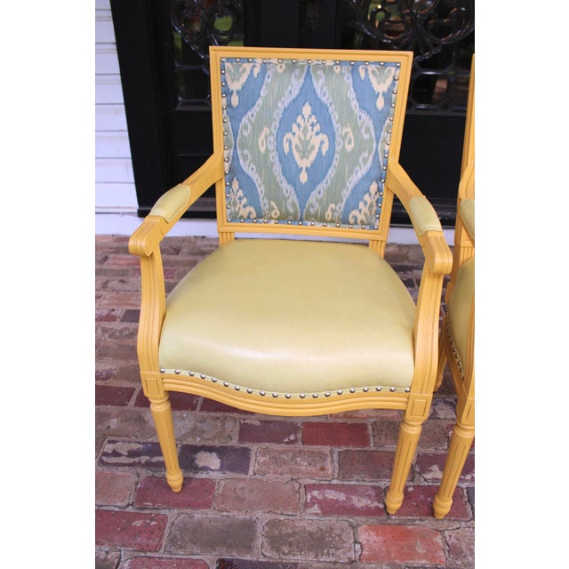 Wood Gorgeous Pair of Palecek Leather Upholstered Chairs With Nailhead Trim For Sale - Image 7 of 14