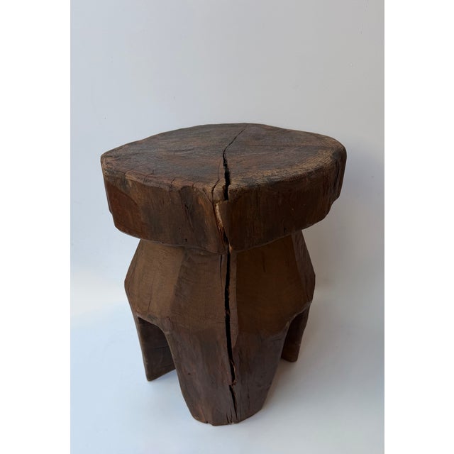 Mid-Century Modern Pair of Brutalist Massive Wood Mushroom Stools. Italy, 1960s For Sale - Image 6 of 13