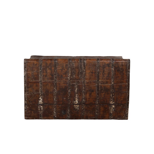 Antique Indian Teakwood and Iron Blanket Chest/Coffee Table For Sale - Image 4 of 7