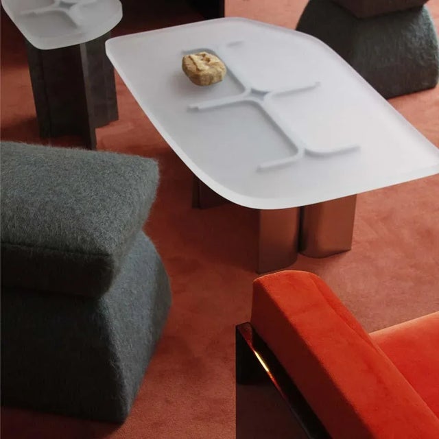 Cusi Pouf in Paon Mohair by KABINET For Sale - Image 4 of 13