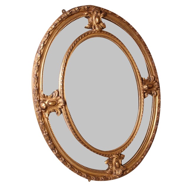 Victorian Giltwood Oval Marginal Plate Mirror For Sale