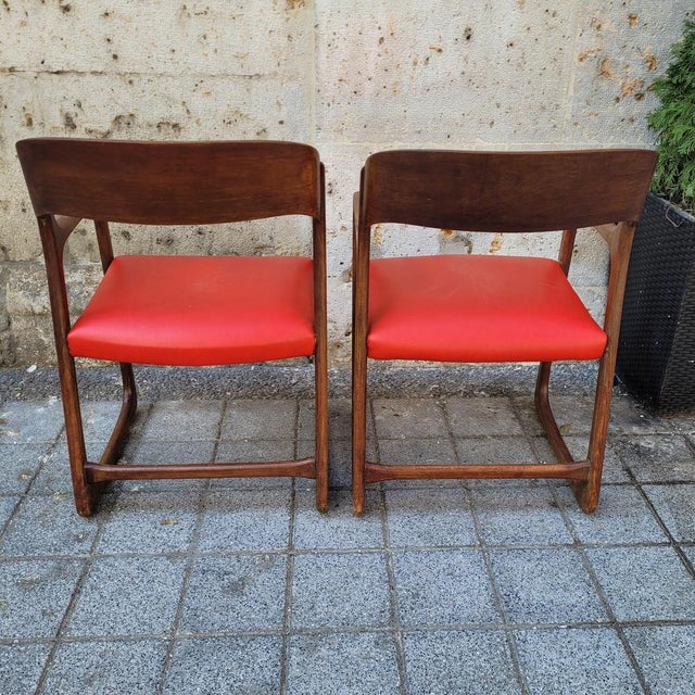 Mid-Century Wooden Traineau Chairs from Baumann, France, 1960s, Set of 2 For Sale - Image 9 of 18