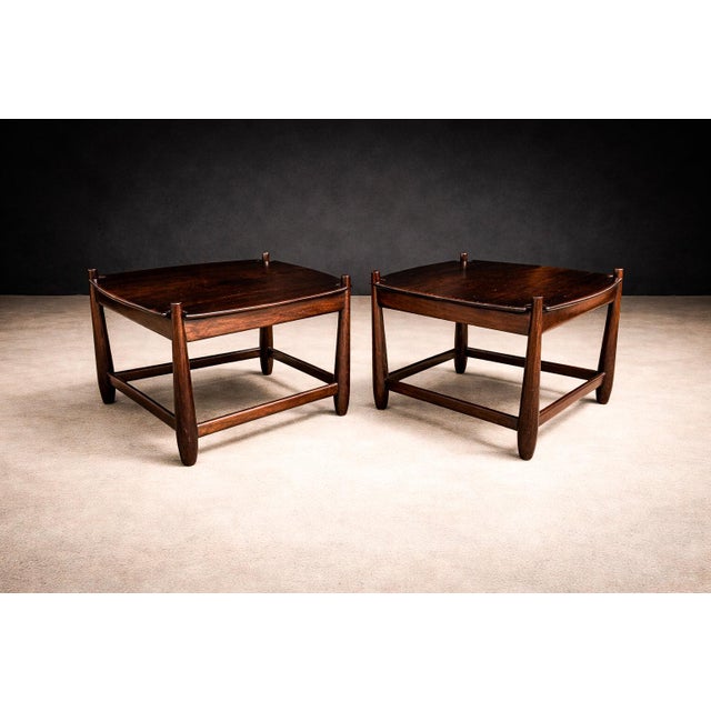 Designed in 1958, the Arimelo side tables by Sergio Rodrigues are rare and highly significant examples of his early...