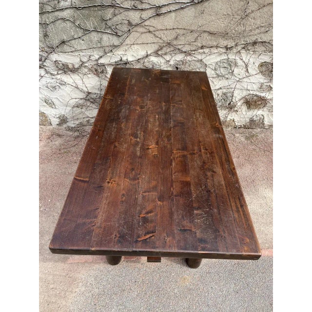 Fir Dining Table with Round Legs, 1950s For Sale - Image 6 of 11