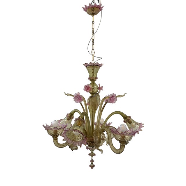 Chandelier in Murano Glass attributed to the Cesare Toso Company, 1960s For Sale
