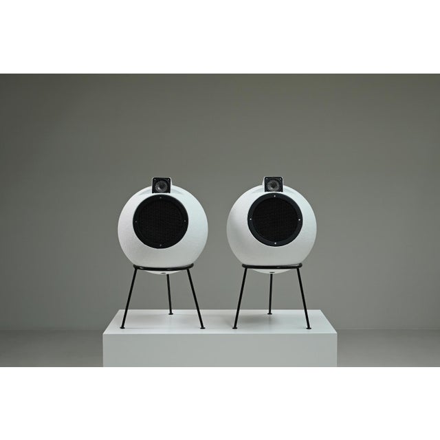 Set of BS 404 speakers by Joseph Léon for Elipson, 1960s France. This iconic pair is considered a remarkable example of...
