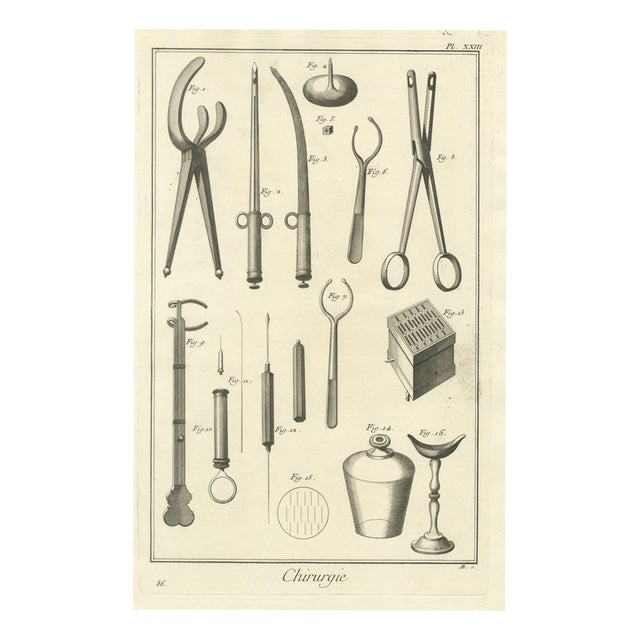 Antonio Baratti, Forceps and Bladed Instruments, Diderot Surgery Plate Xxiii, 1772, Engraving For Sale