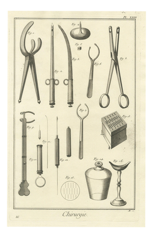 Antonio Baratti, Forceps and Bladed Instruments, Diderot Surgery Plate Xxiii, 1772, Engraving