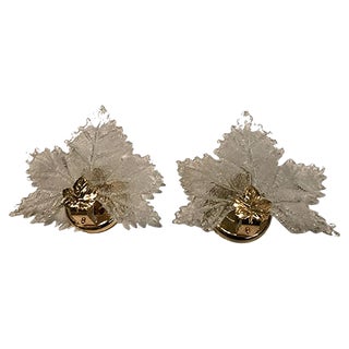 Murano Glass Leaf Shaped Sconces, 1960s, Set of 2 For Sale