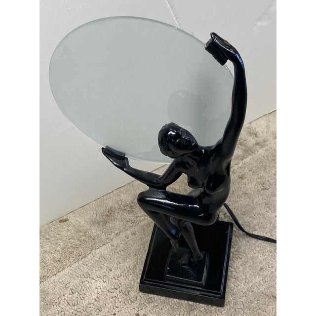 Black Vintage Art Deco Moon Lady Lamp For Sale - Image 8 of 11