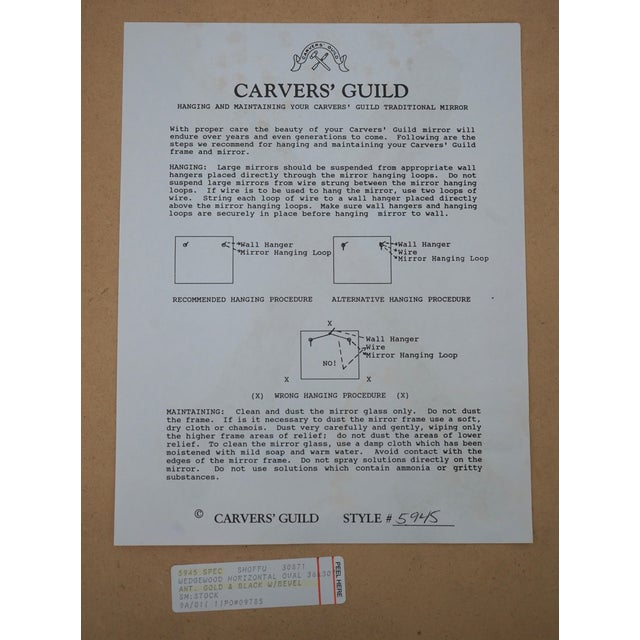 Carvers Guild Oval Louis XV Gold Frame Wall Mirror For Sale - Image 11 of 11