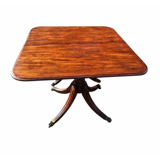 Traditional Antique Federal Mahogany Double Pedestal Tilting Banquet Table With Two Leaves For Sale - Image 3 of 12