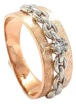 Diamond Round Cut Rose Gold Band, Size 7