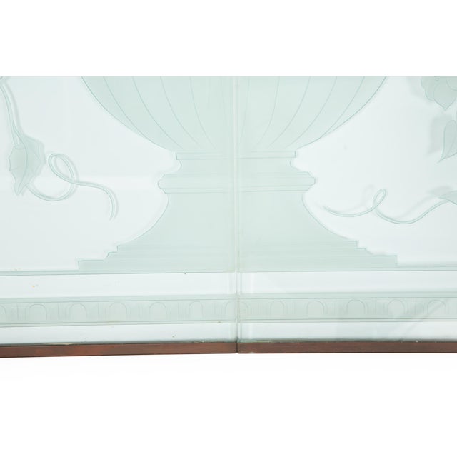 Pair of American Art Deco Revival Etched Frosted Glass Doors by Dennis Abbe For Sale - Image 11 of 18