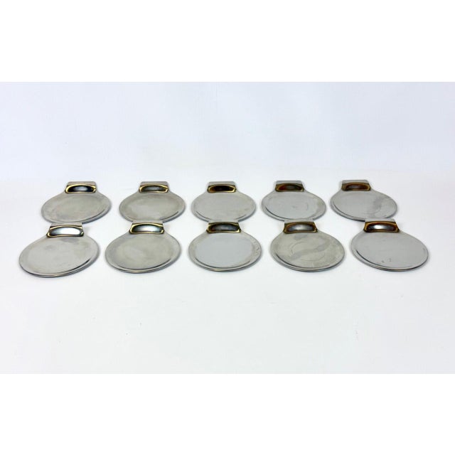 Silver Mid-Century Danish Stainless Steel Coasters by Georg Jensen, 1970s, Set of 10 For Sale - Image 8 of 8
