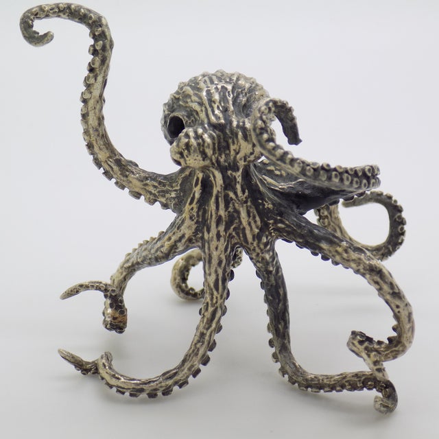 Vintage Italian Handmade Genuine Silver Octopus Large Sculpture Figurine by Mario Cerreti For Sale - Image 6 of 12