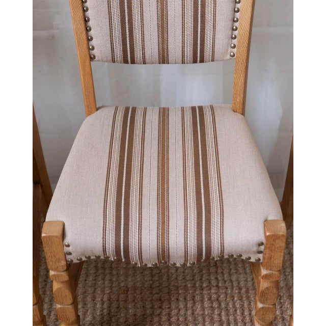 1970s Henning Kjaernfulf Style Danish Oak Dining Chairs With Wool Upholstery - Set of 6 For Sale In Columbus - Image 6 of 18