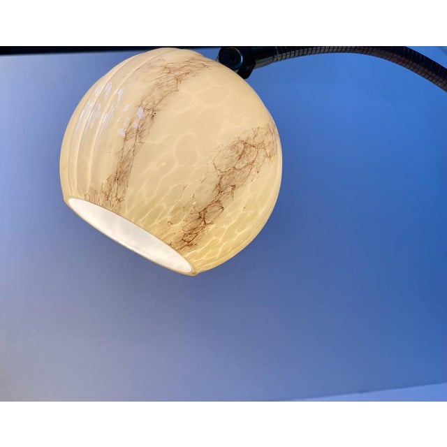 Metal Italian Art Deco Table Lamp in Walnut and Marbled Glass, 1930s For Sale - Image 7 of 9