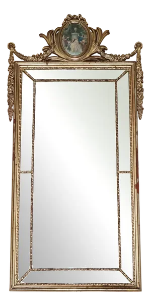 Mid-Century Modern French Portrait Panelled Mirror with Original Glass, 1960s