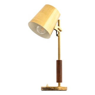 Table Lamp in Brass and Teak from Paavo Tynell, 1950s For Sale