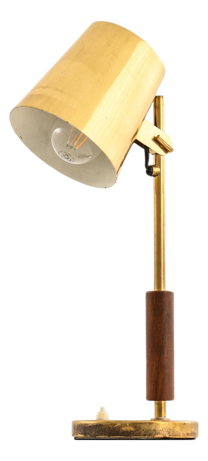Table Lamp in Brass and Teak from Paavo Tynell, 1950s