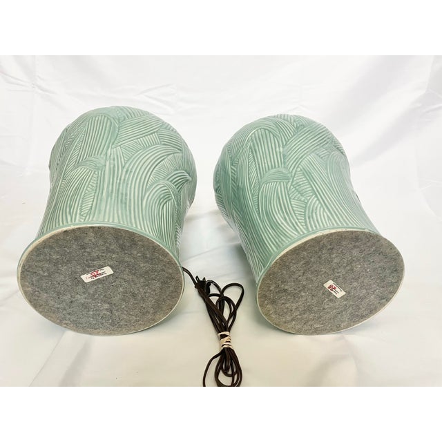 Mid 20th Century Palm Beach Regency Celadon Lamps - A Pair For Sale In Naples, FL - Image 6 of 10