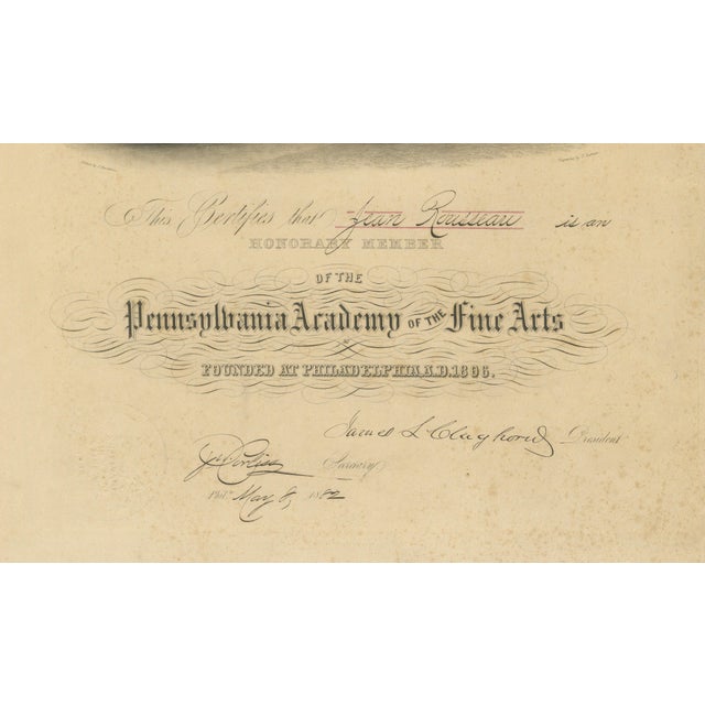 Pennsylvania Academy of the Fine Arts Honorary Membership Certificate, 1882 For Sale - Image 9 of 10