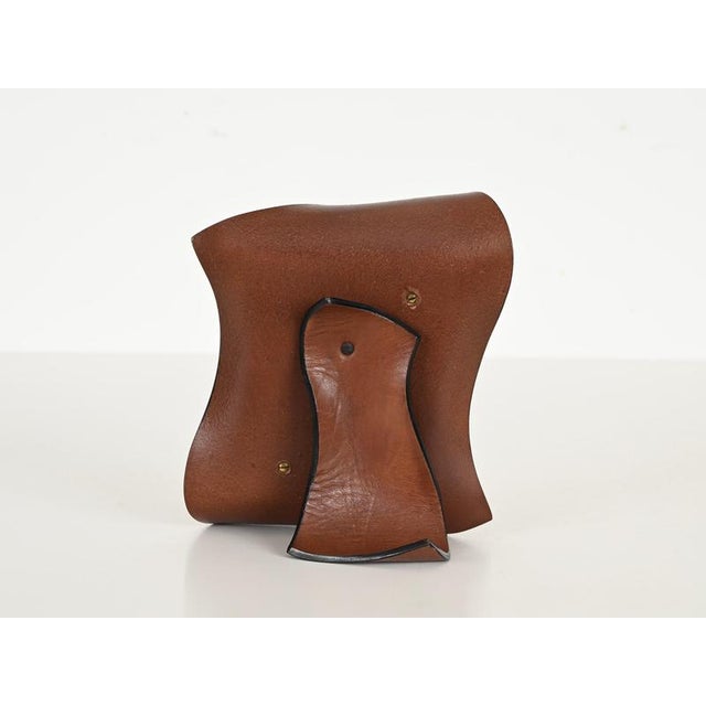 Mid-Century Italian Curved Leather Picture Frame by Adnet, Italy, 1970s For Sale - Image 6 of 15