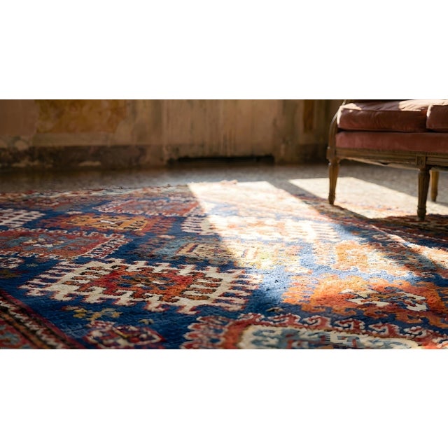 Stunning Black-Red Diamond in a Geometric Design Antique Caucasian Bordjalou Kazak Rug For Sale - Image 10 of 12