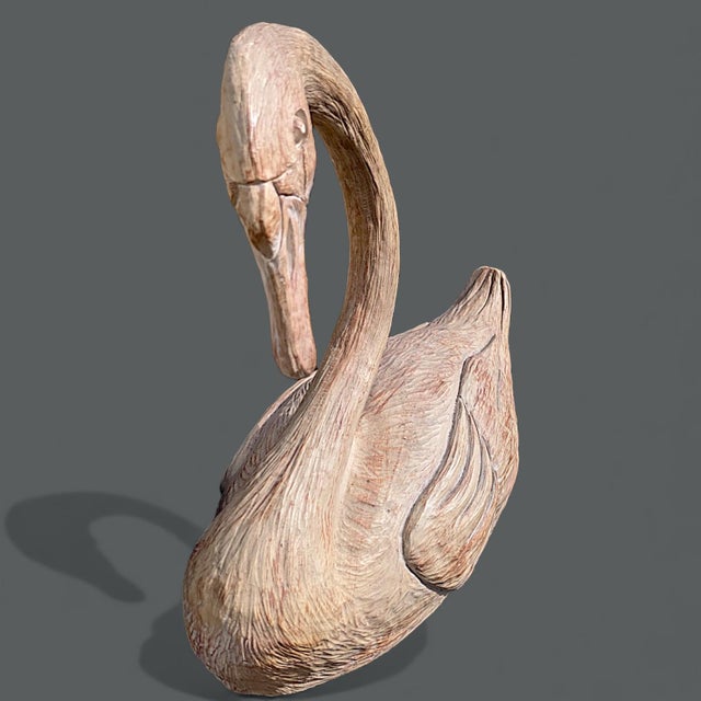 Vintage 1990s Faux Bois Carved Large Decorative Swan Statue For Sale - Image 12 of 13
