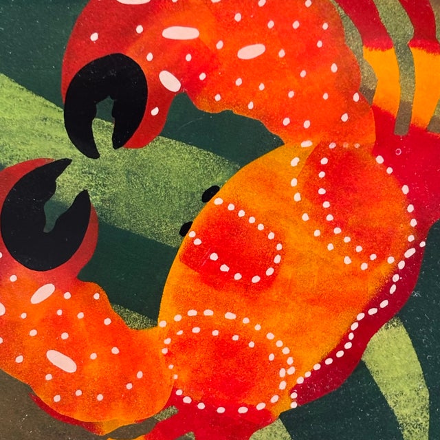 Red Late 20th Century Art Glass Plate W/ Crab Motif For Sale - Image 8 of 9