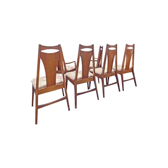 Wood Vintage Broyhill Brasilia Style Dining Chairs Six Set Mid Century Modern Design For Sale - Image 7 of 7