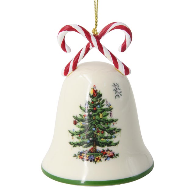 Ceramic Spode Christmas Tree Candy Cane Bell Ornament For Sale - Image 7 of 7