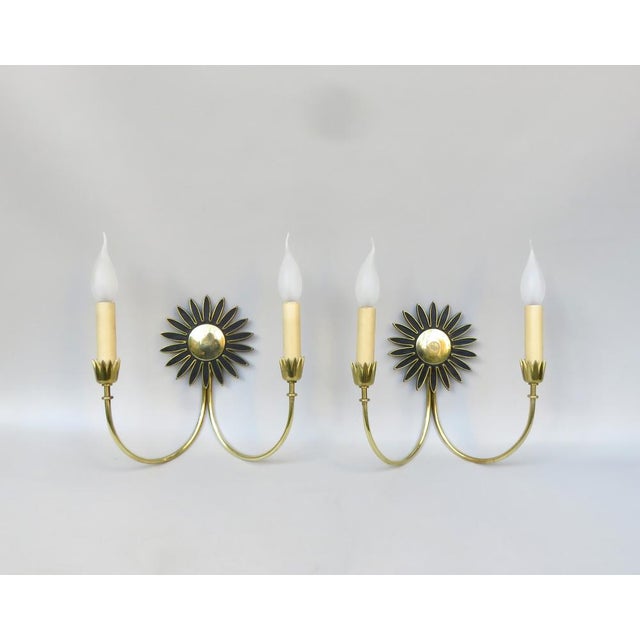 Sunflower Wall Lights in Brass, 1950s, Set of 2 For Sale - Image 17 of 17