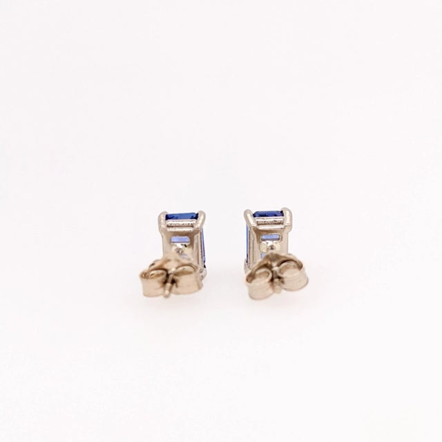 2020s Tanzanite Earring Studs in 14K Solid White, Yellow or Rose Gold | Emerald Cut, a Pair For Sale - Image 5 of 6