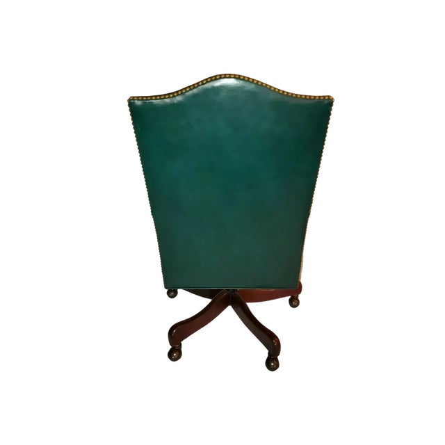 Traditional Hancock and Moore Green Leather Executive Desk Chair For Sale - Image 3 of 6