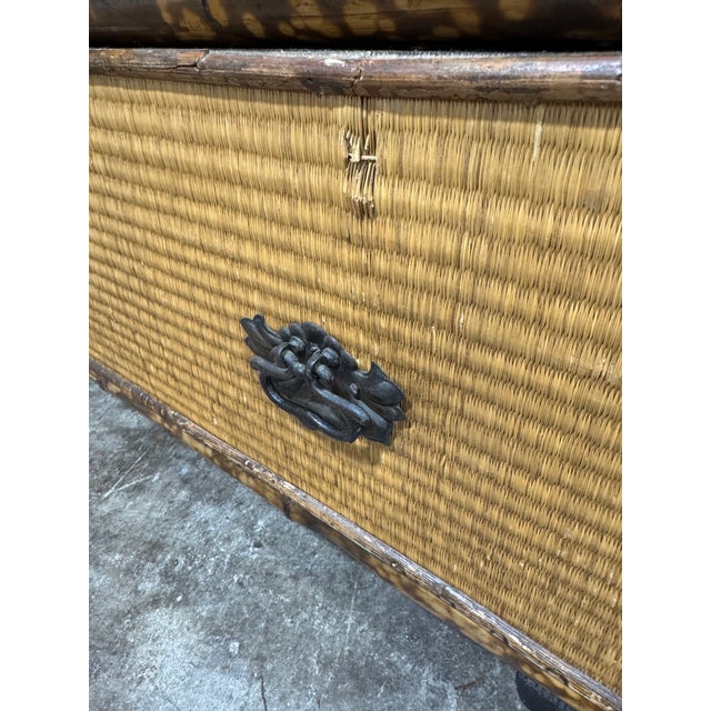 Victorian Boho Style Burnt Bamboo Armoire For Sale In Richmond - Image 6 of 10