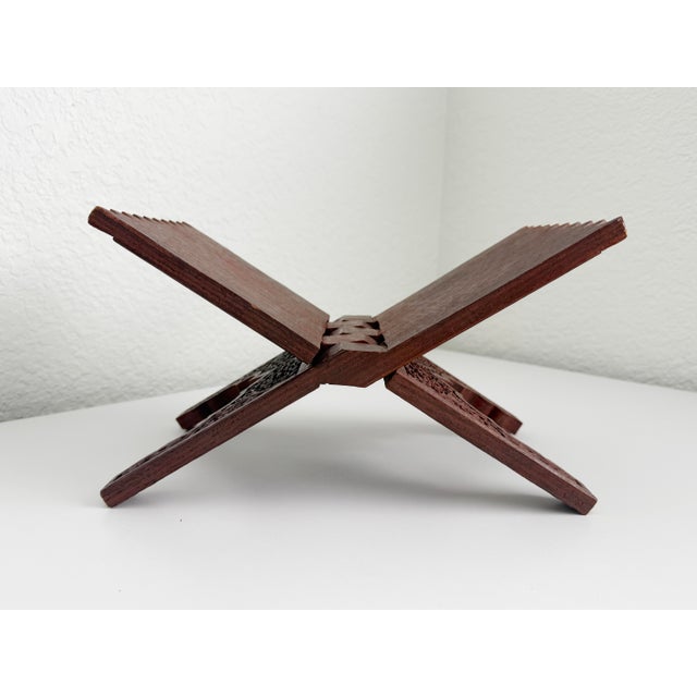 Mid 20th Century Vintage Middle Eastern Style Carved Wood Bookstand For Sale - Image 5 of 8