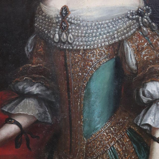 Portrait of Anna Maria Luisa d'Orléans, 17th Century, Oil Painting on Canvas, Framed For Sale - Image 6 of 18