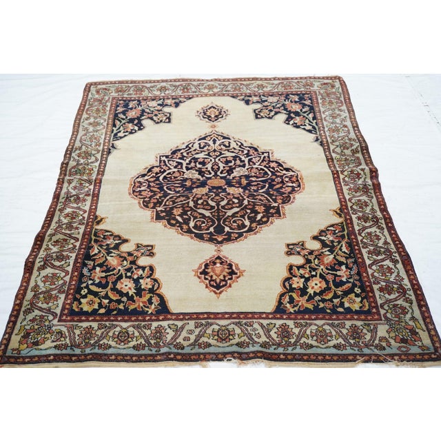 Textile Late 18th Century Antique Sarouk Rug 4'2'' X 5'10'' For Sale - Image 7 of 10