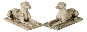 Early 20th Century English Pair of Cast Stone Whippet Garden Statues