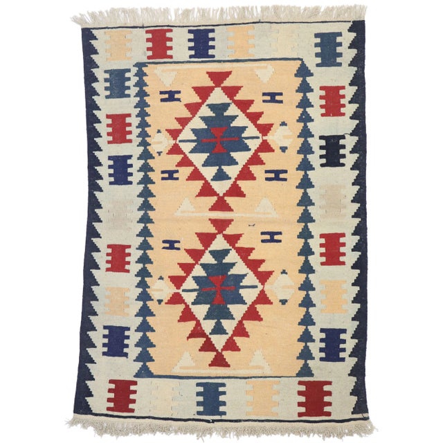 Vintage Persian Shiraz Kilim Rug, 03'09 X 05'05 For Sale - Image 9 of 9