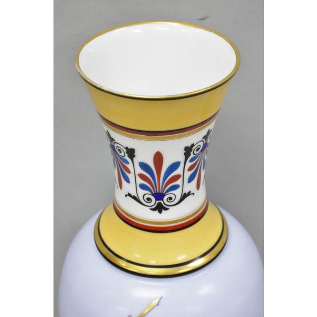 Vintage Greco Roman Classical Style Light Blue Porcelain Horse & Chariot Vase For Sale - Image 11 of 14